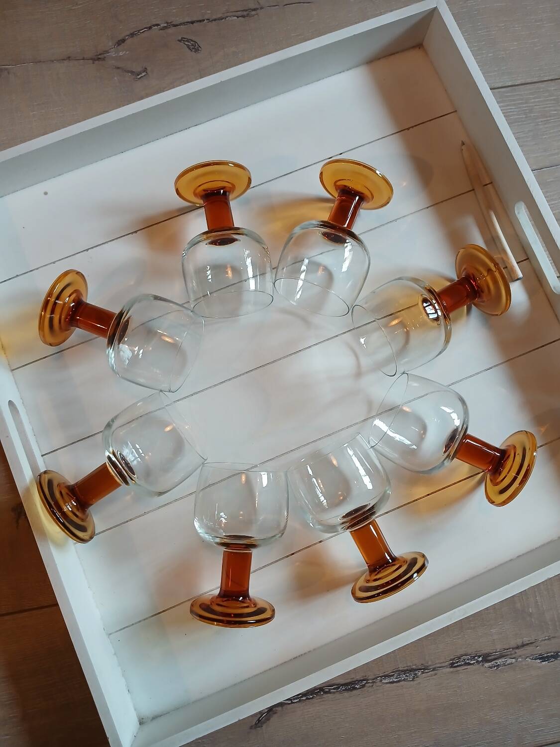 8 vintage wine/water stemmed glasses