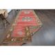 Handmade Turkish Vintage Oushak Runner Rug Pink Green Runner 105x327