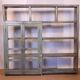 Old shelf, shopkeeper's bookcase in original Burmese teak with blue-gray patina