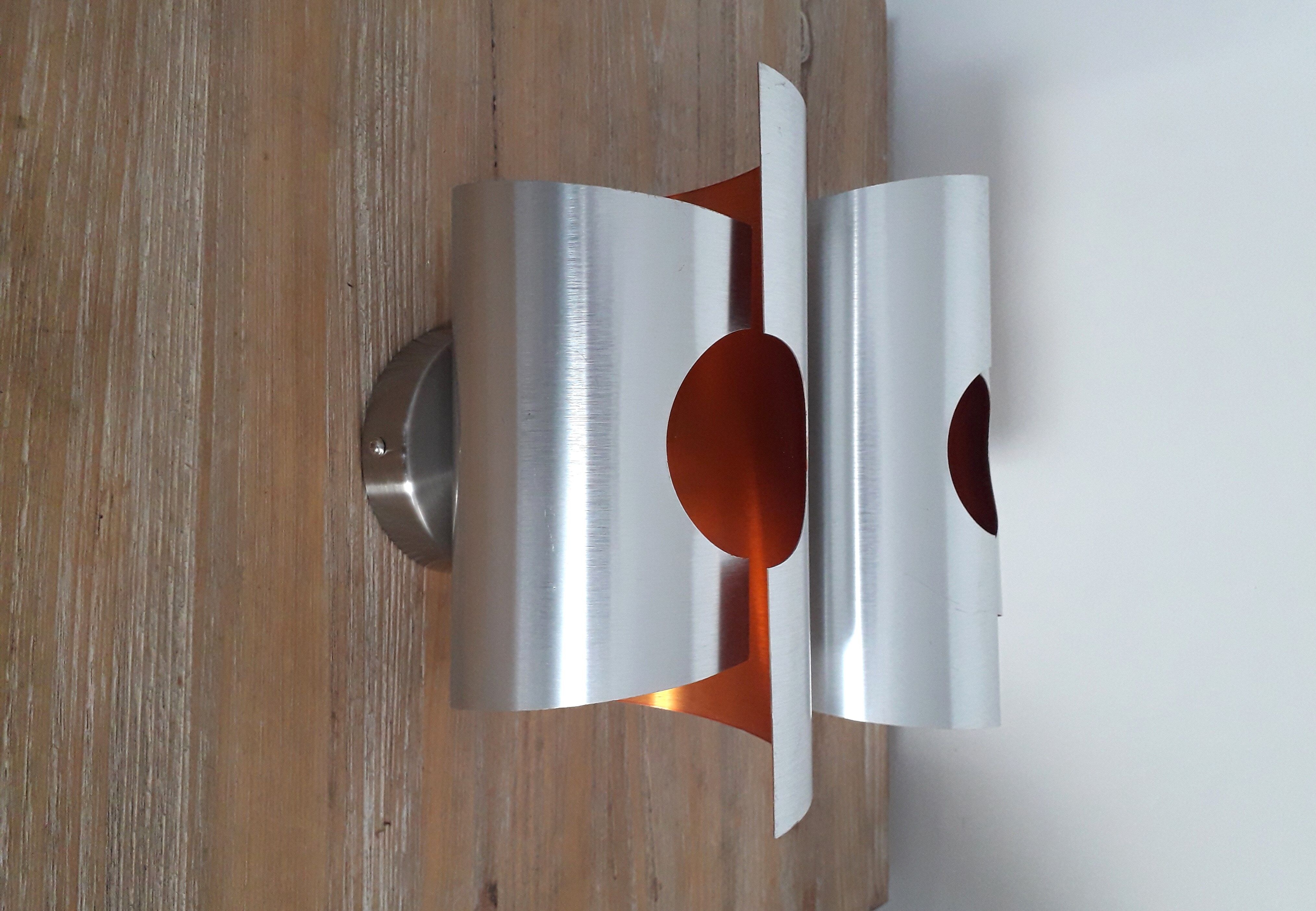 Space Age wall lamps - Brushed and orange aluminium - 1970