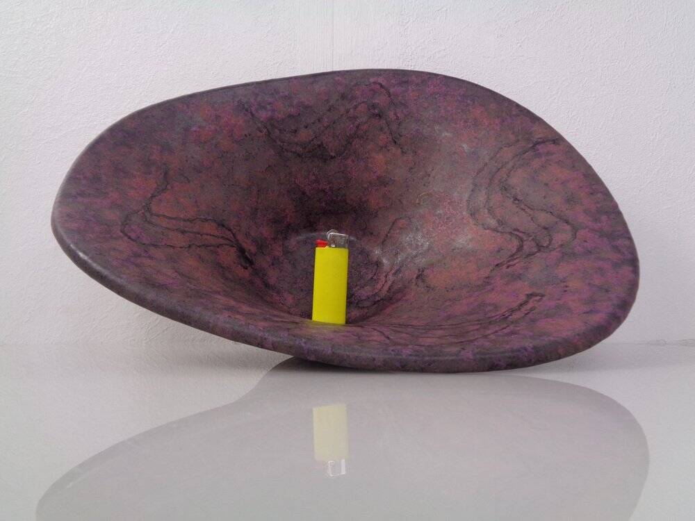 Large Purple & Black 704 Ruscha Art Ceramic Bowl, Germany, 1960s