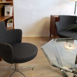 2 fauteuils vintage pivotants en tissu gris de axelson pour garnas 2014 suède