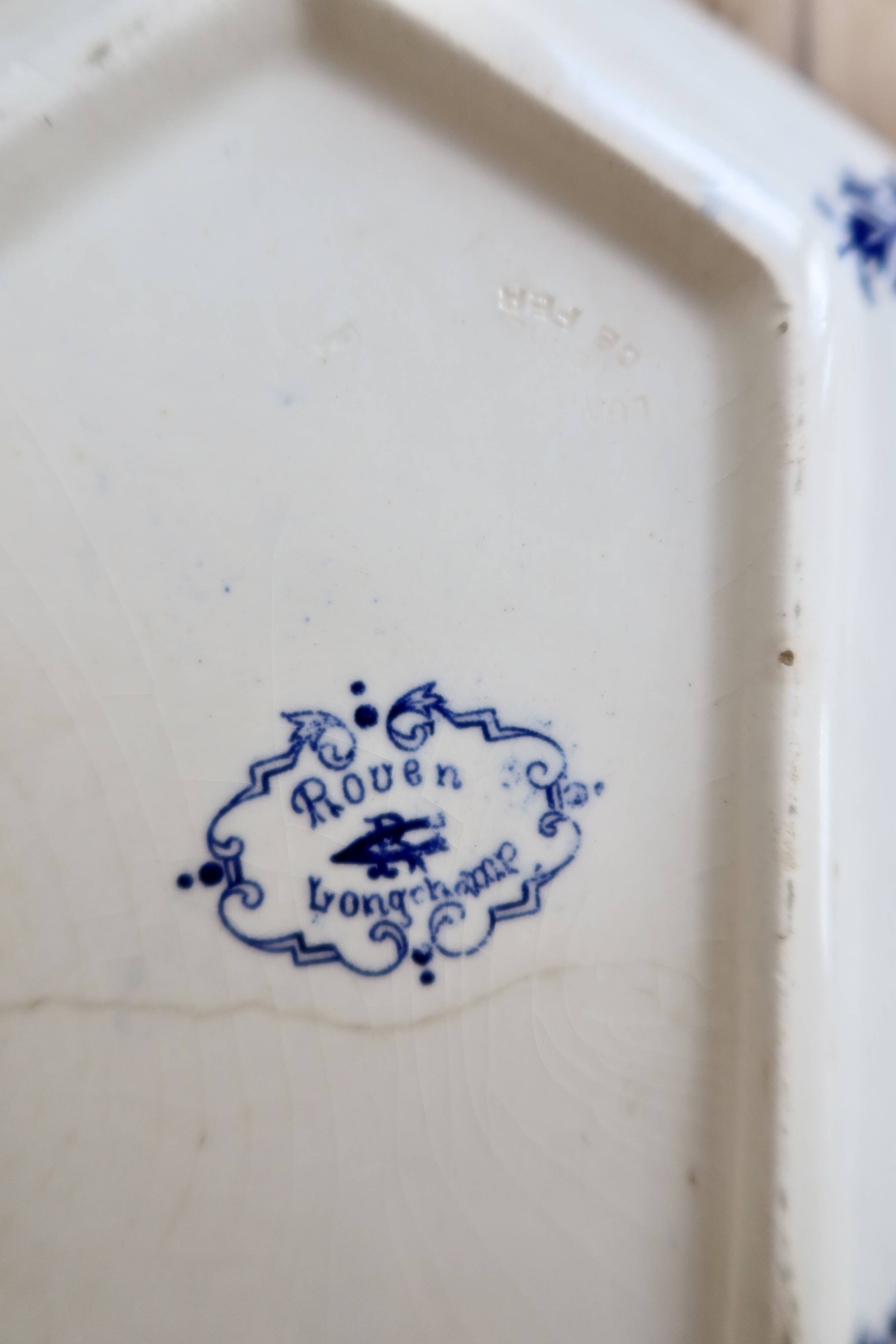 Soupière ancienne terre de fer Longchamp modèle Rouen XIXe siècle
