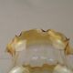 Large Mid Century Amber Glass Light Shade With Ribbed Effect & Frilled Edge