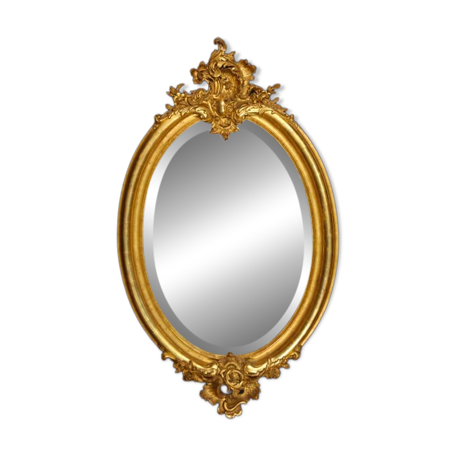 Petit Miroir En Bois Et Stuc Doré à La Feuille, XIXème