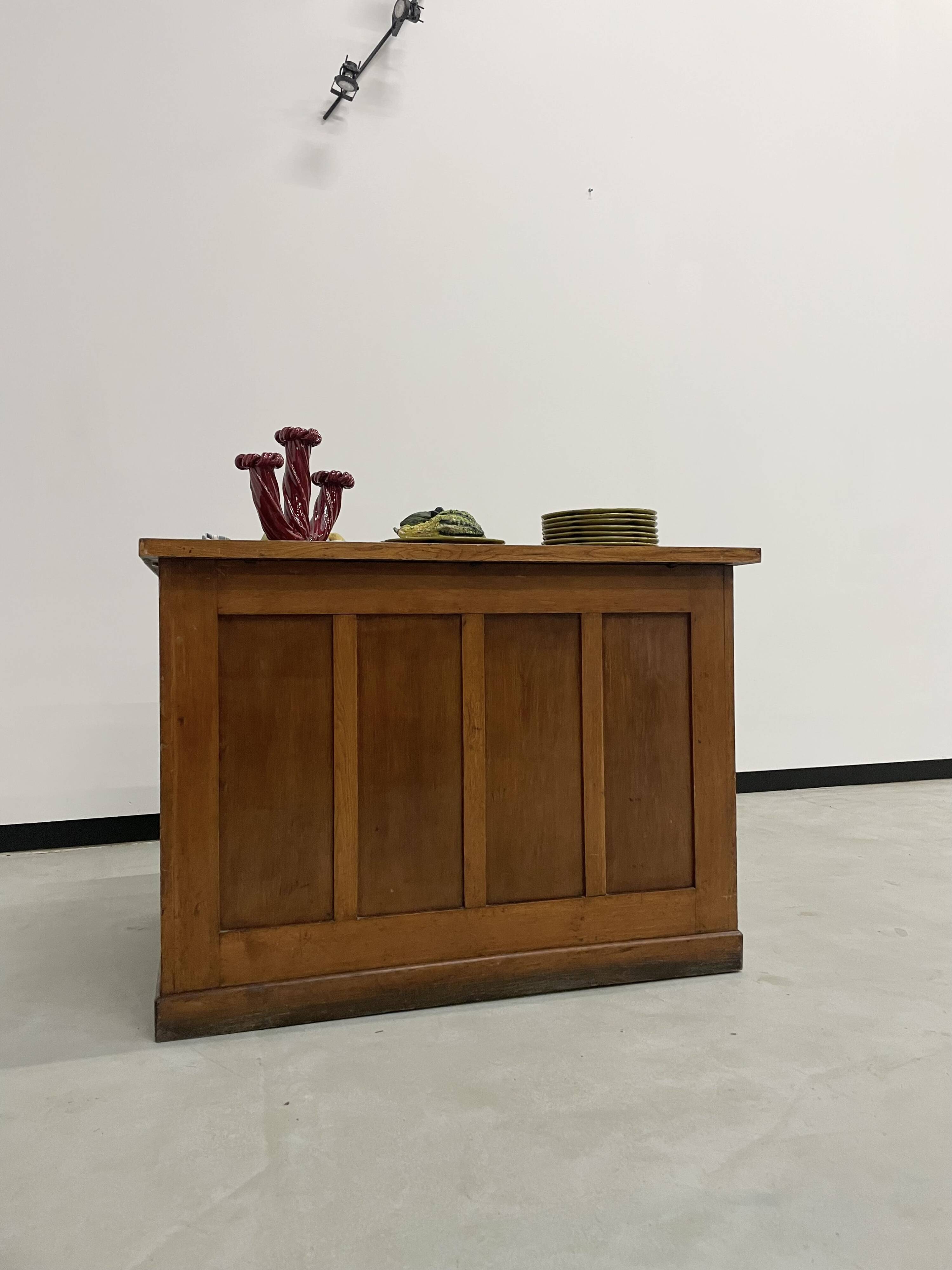 Oak and veneer counter or desk