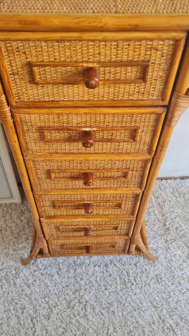 Rattan chest of drawers from the 1970s.