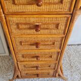 Rattan chest of drawers from the 1970s.