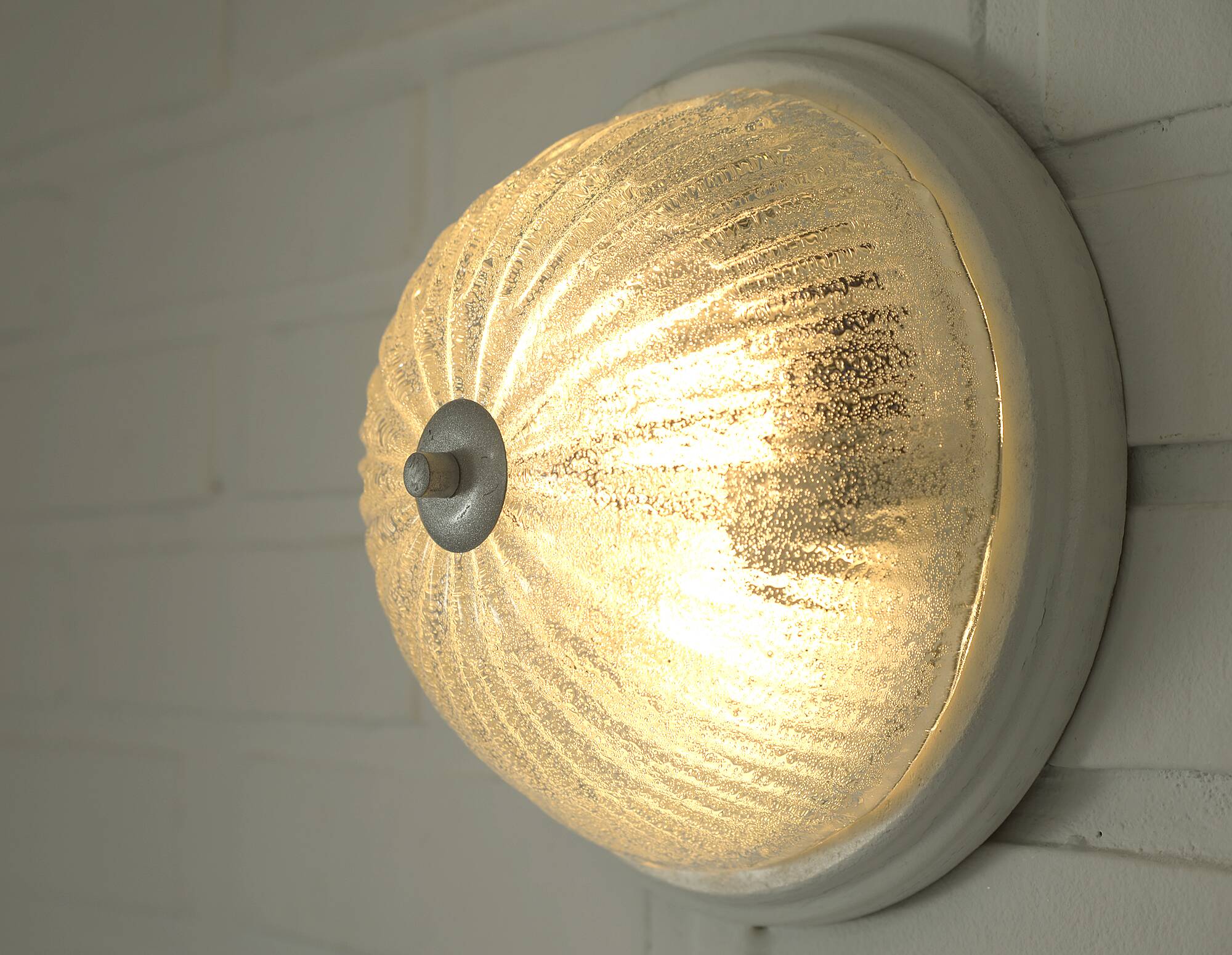 Vintage sconces set of 2 ceiling flush mount lights ice glass Austria 1970s