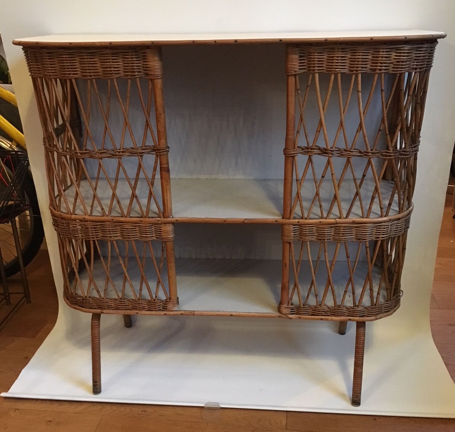 Sideboard of rattan and wood