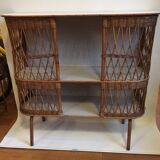 Sideboard of rattan and wood