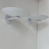 Pair of vintage wall lights, white lacquered metal, France 1970