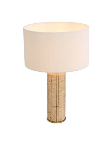 Pair of travertine and patinated brass table lamps