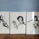 Set of three paintings by Anne Salaün.
