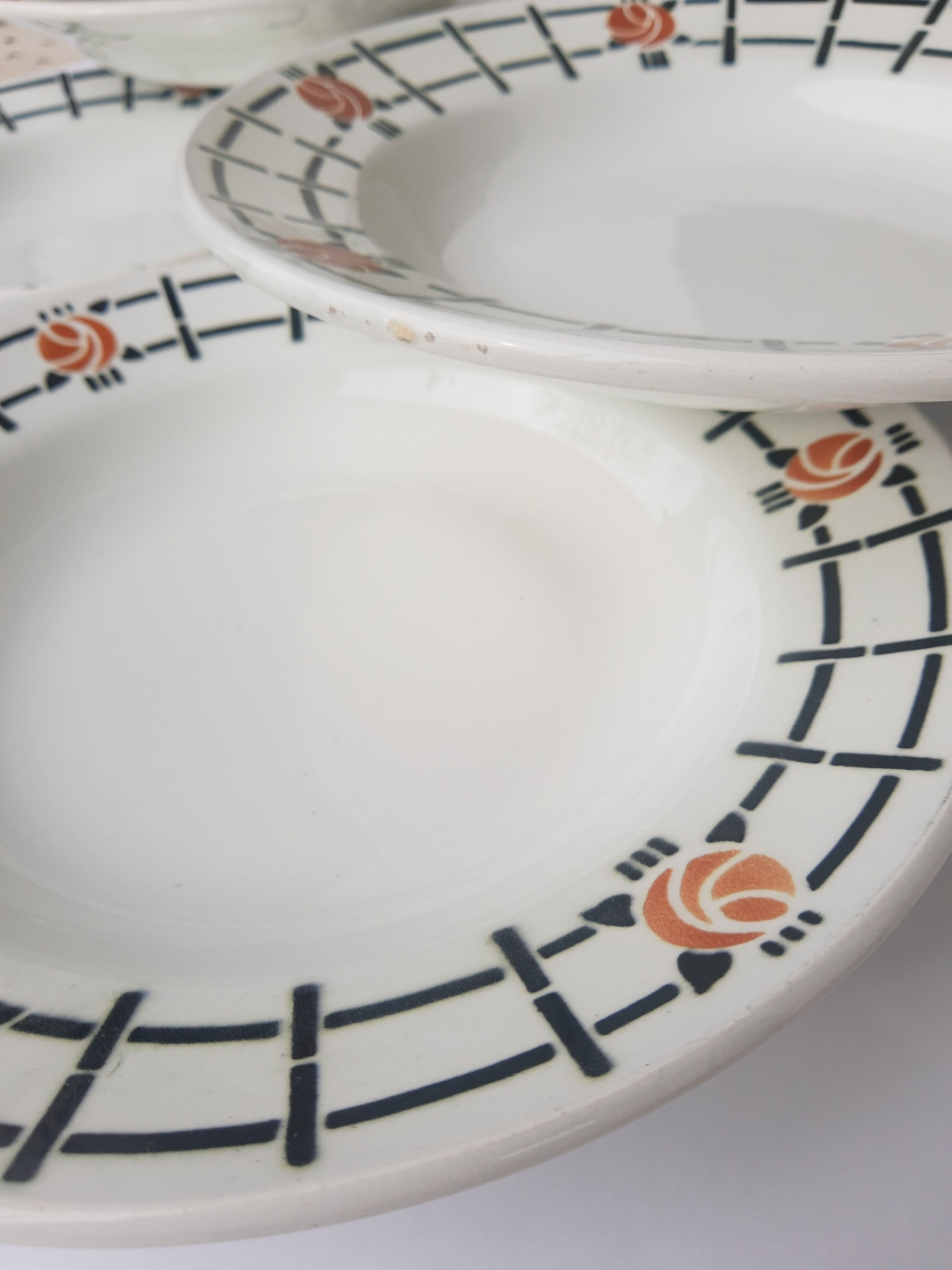 Set of 6 old St Amandinoise St Amand vintage soup plates