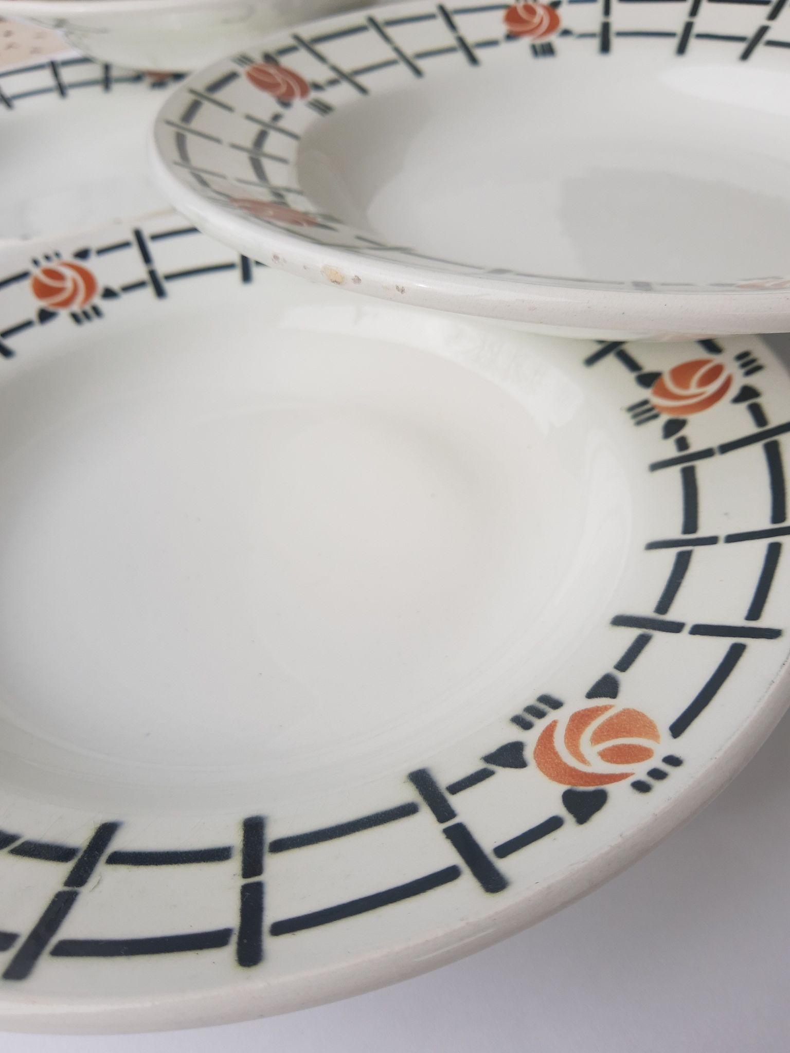 Set of 6 old St Amandinoise St Amand vintage soup plates