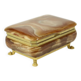 Vintage Italian Jewelry Box Alabaster Gold Lion Paws