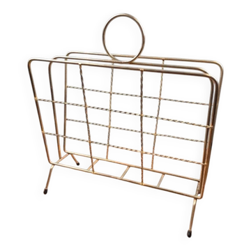 Vintage brass magazine rack – Wire design – 1950s/60s