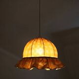 Vintage dome pendant light with ruffles "mustard gingham print"
