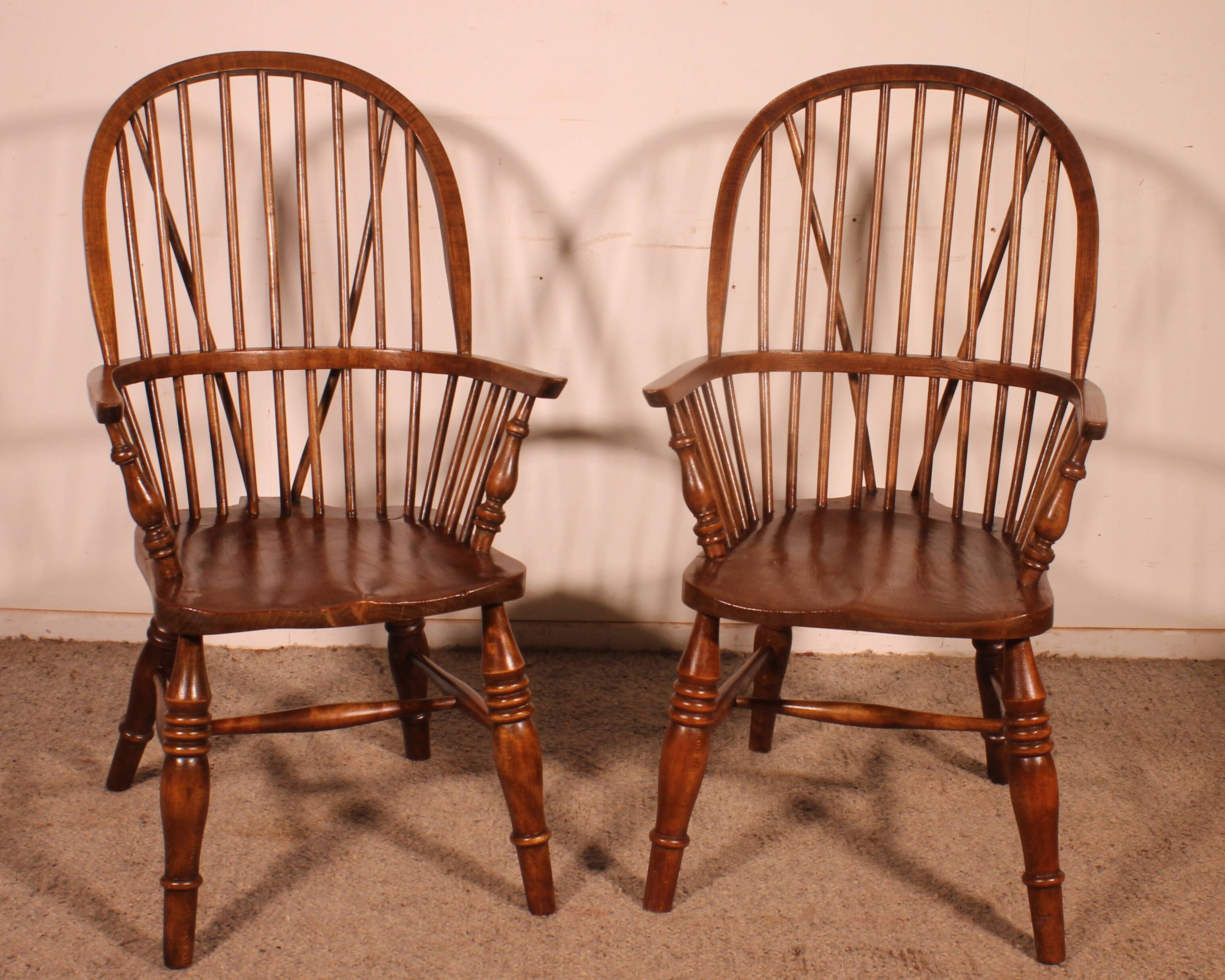 Paire De Fauteuils Windsor Anglais du 19° siècle
