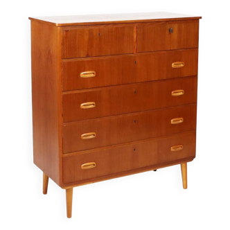 Six-drawer chest of drawers in Scandinavian teak