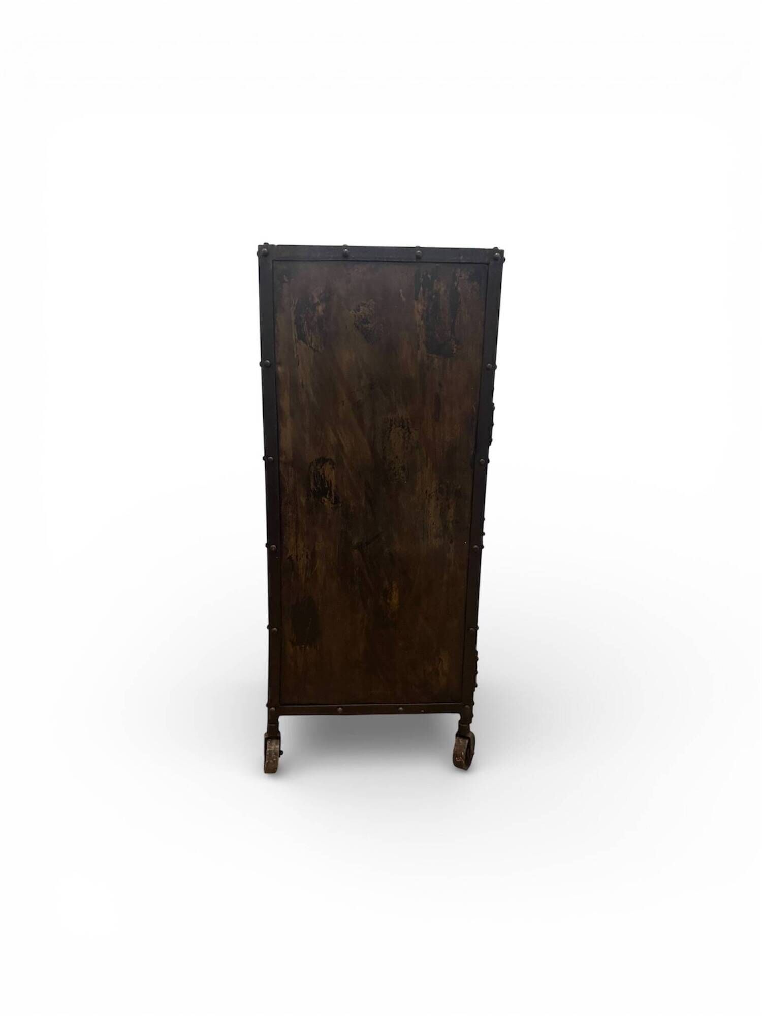 Industrial Vintage Metal Bar Cabinet in Iron and Steel with Mesh Doors