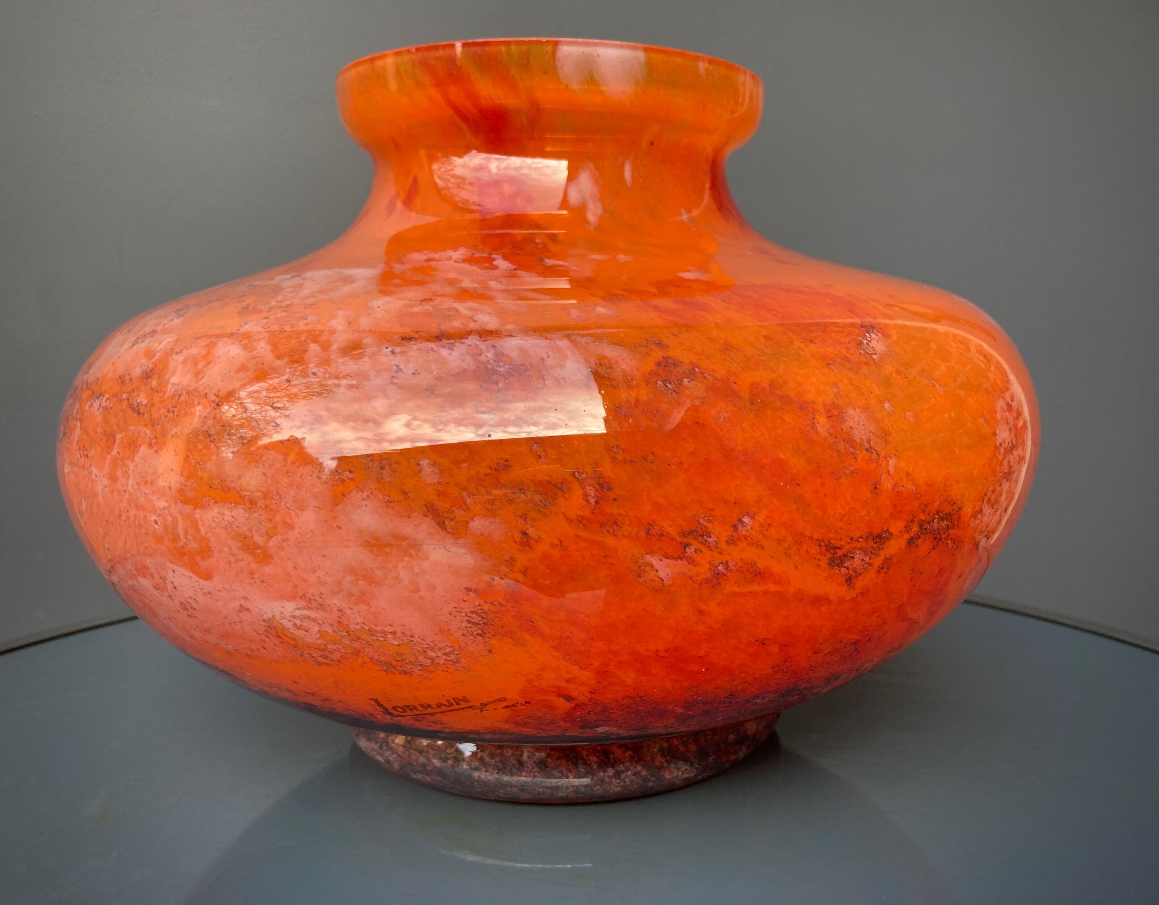 Large art-deco vase le lorrain glassware Daum Nancy 1925