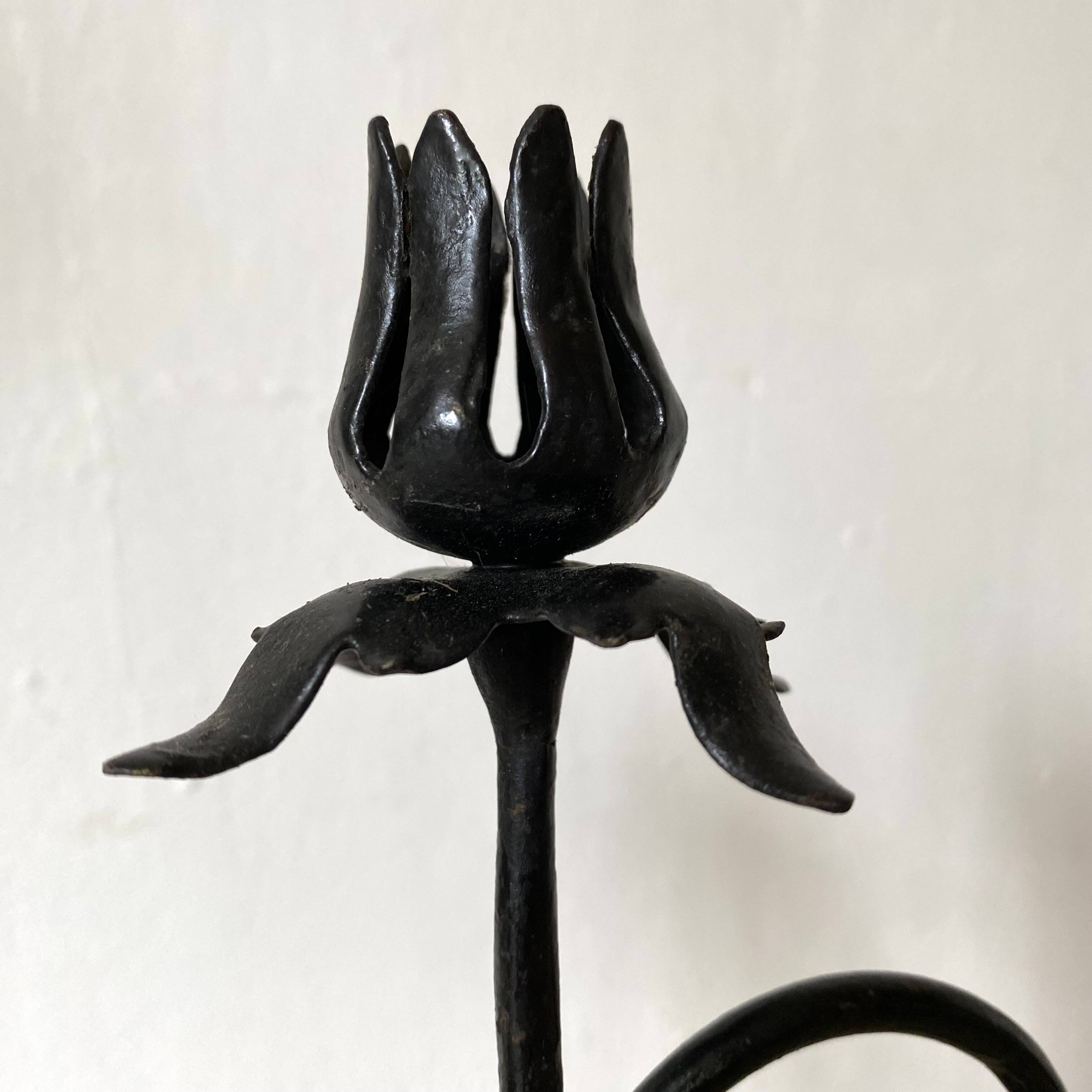 Wrought iron flower candlesticks