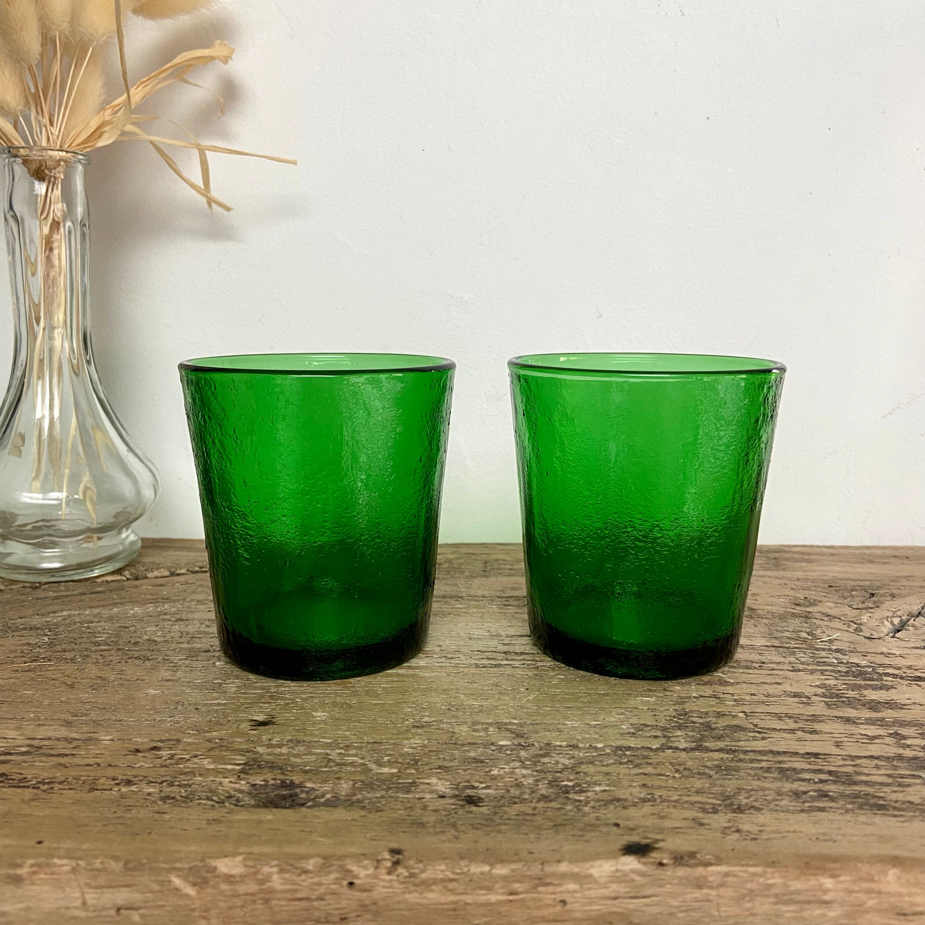 6 verres texturés verts Arcoroc Sierra vintage