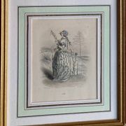 Lot 2 framed engravings "animated flowers" JJ Grandville: Linen and Tulip