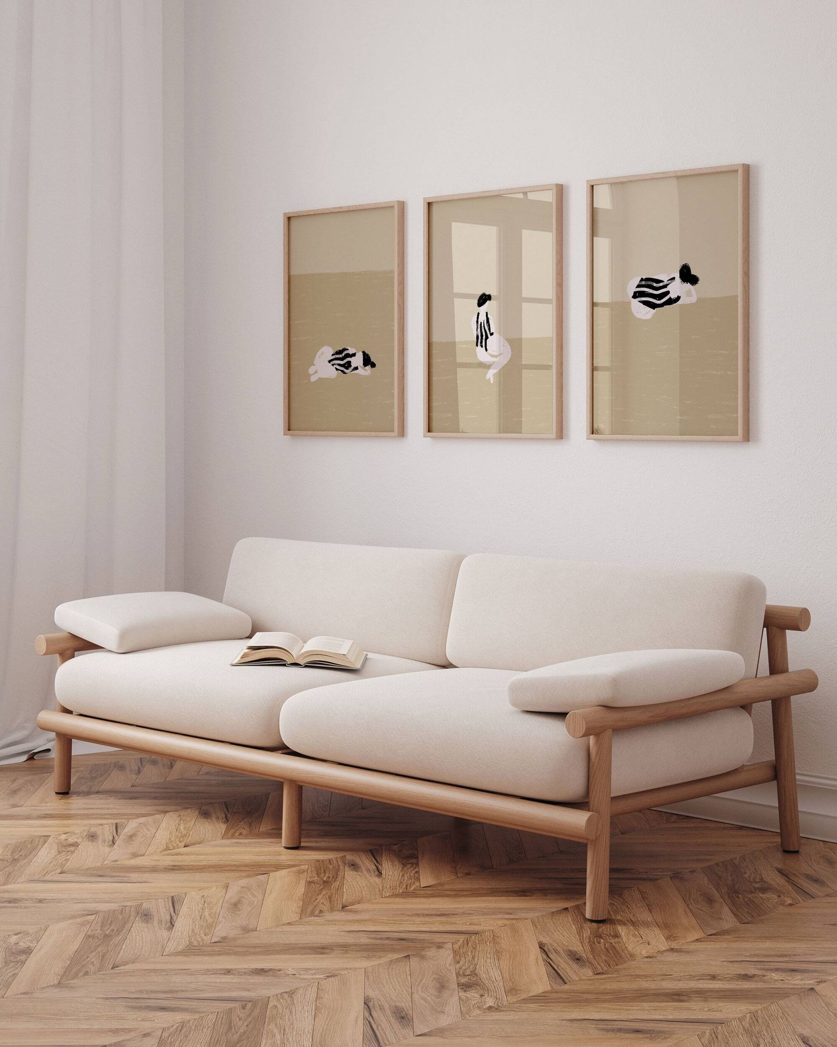 Set of 3 figure giclee prints