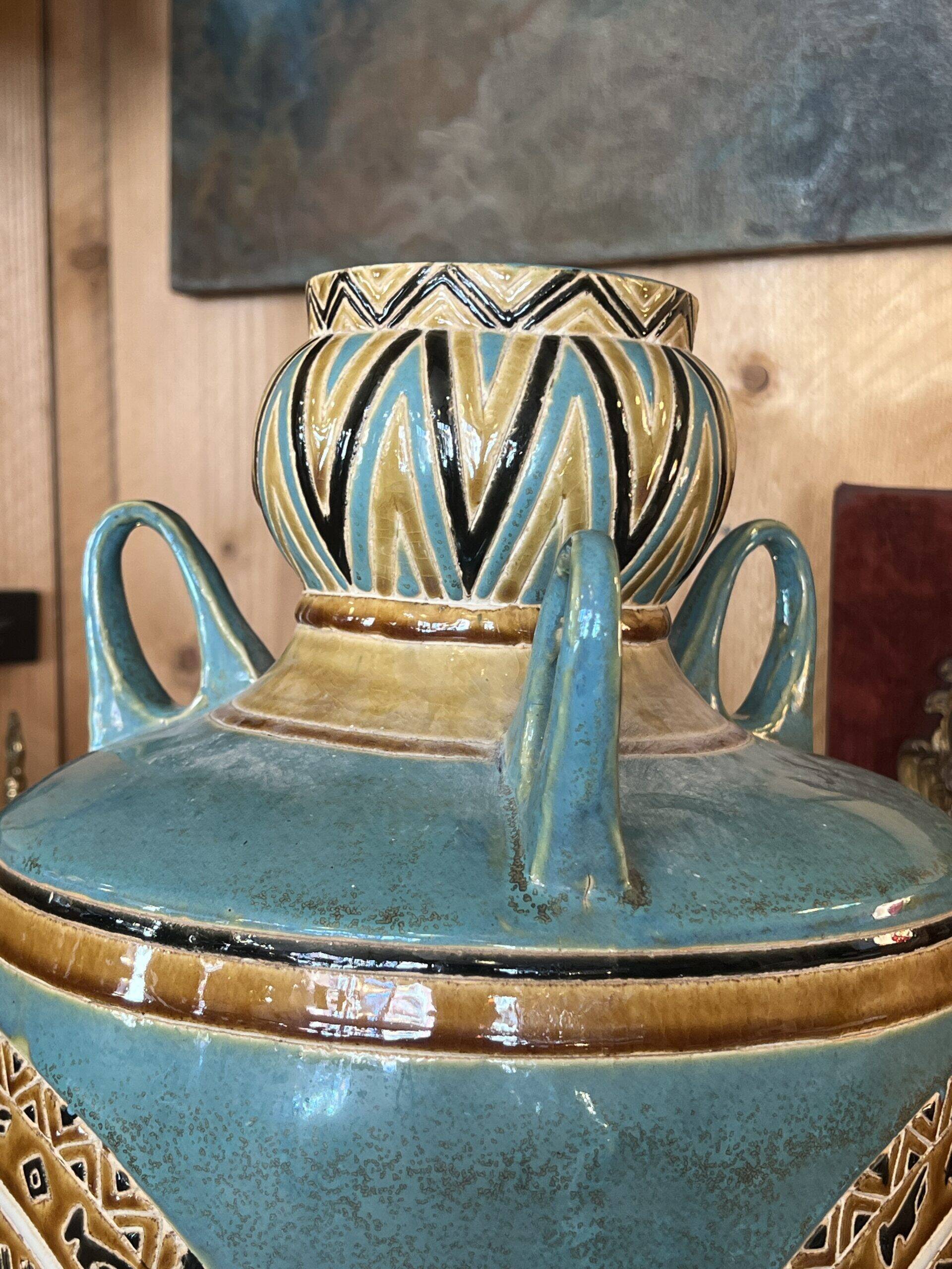 1970s ceramic floor vase, vintage decor, H 56 cm