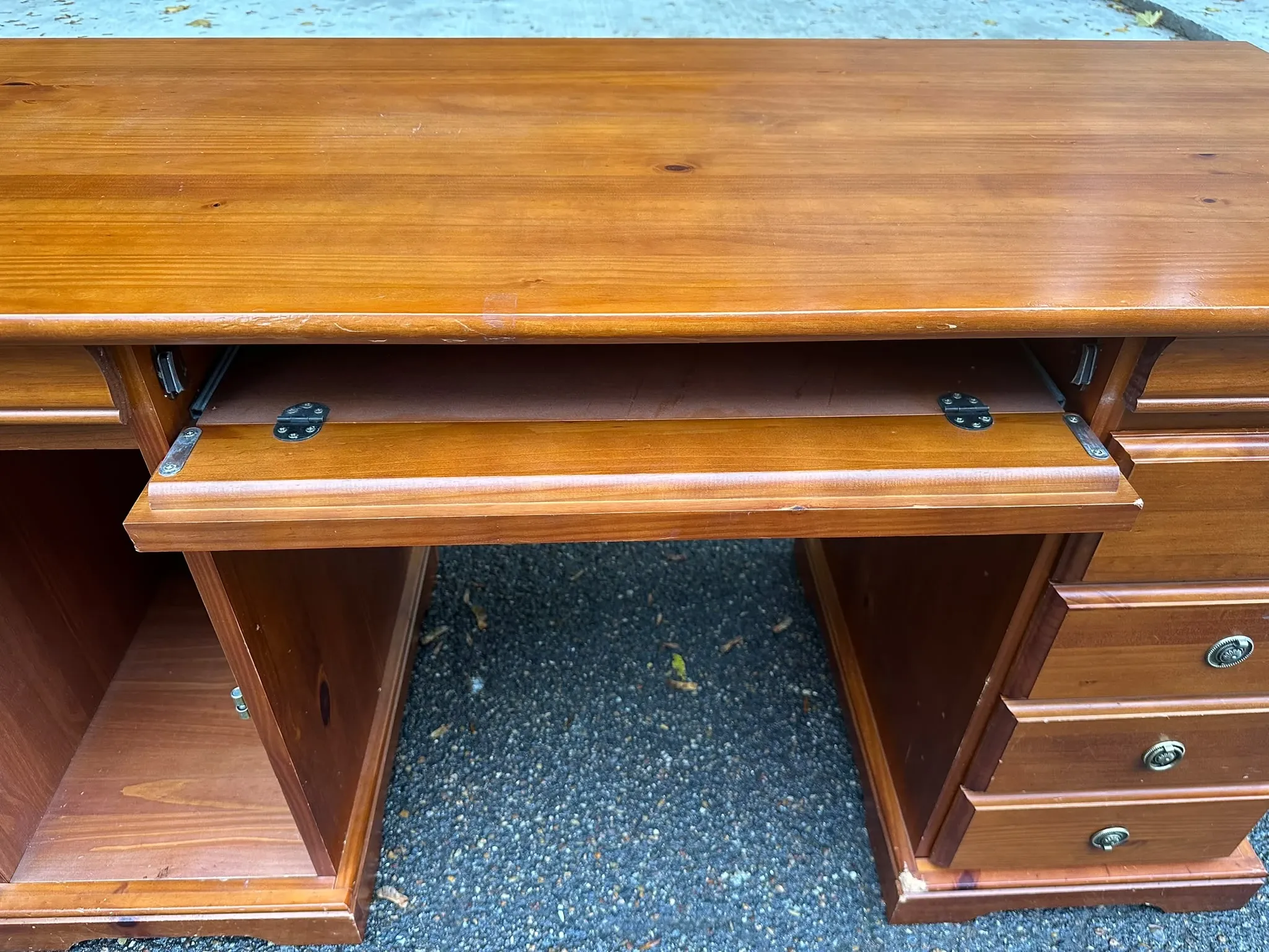 Minister's desk solid wood drawers storage keyboard shelf 140x60 1980