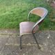 Chaise en velours beige et chrome forme courbée vintage 1950