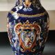 Twisted design vase. Signed Gien France/Renaissance blue background 26 x 13cm