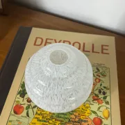 Old Art Deco white speckled glass globe Clichy