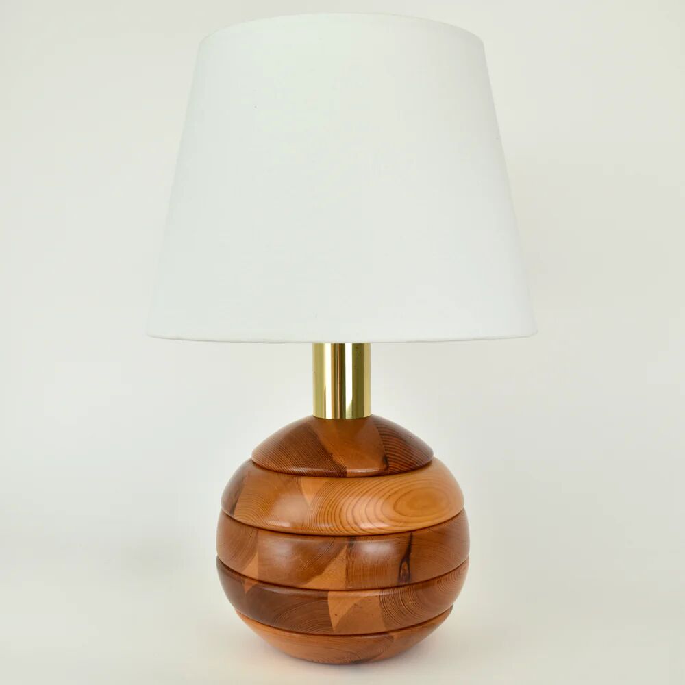 Lampe de table moderniste en bois de pin, années 1970