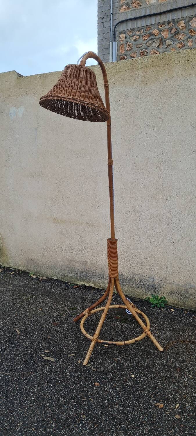 Vintage rattan floor lamp