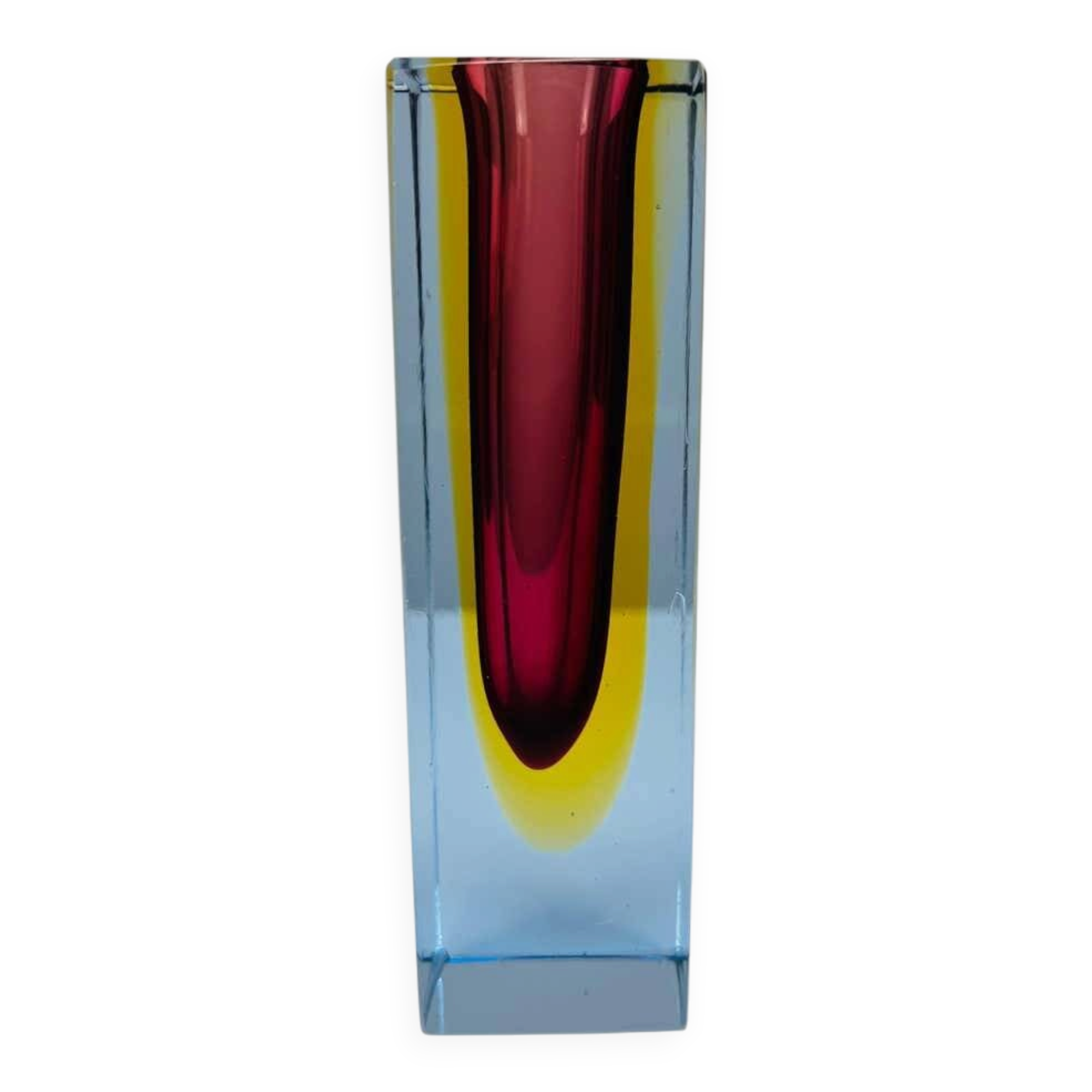 Sommerso vase in Murano glass, attributed to Flavio Poli.
