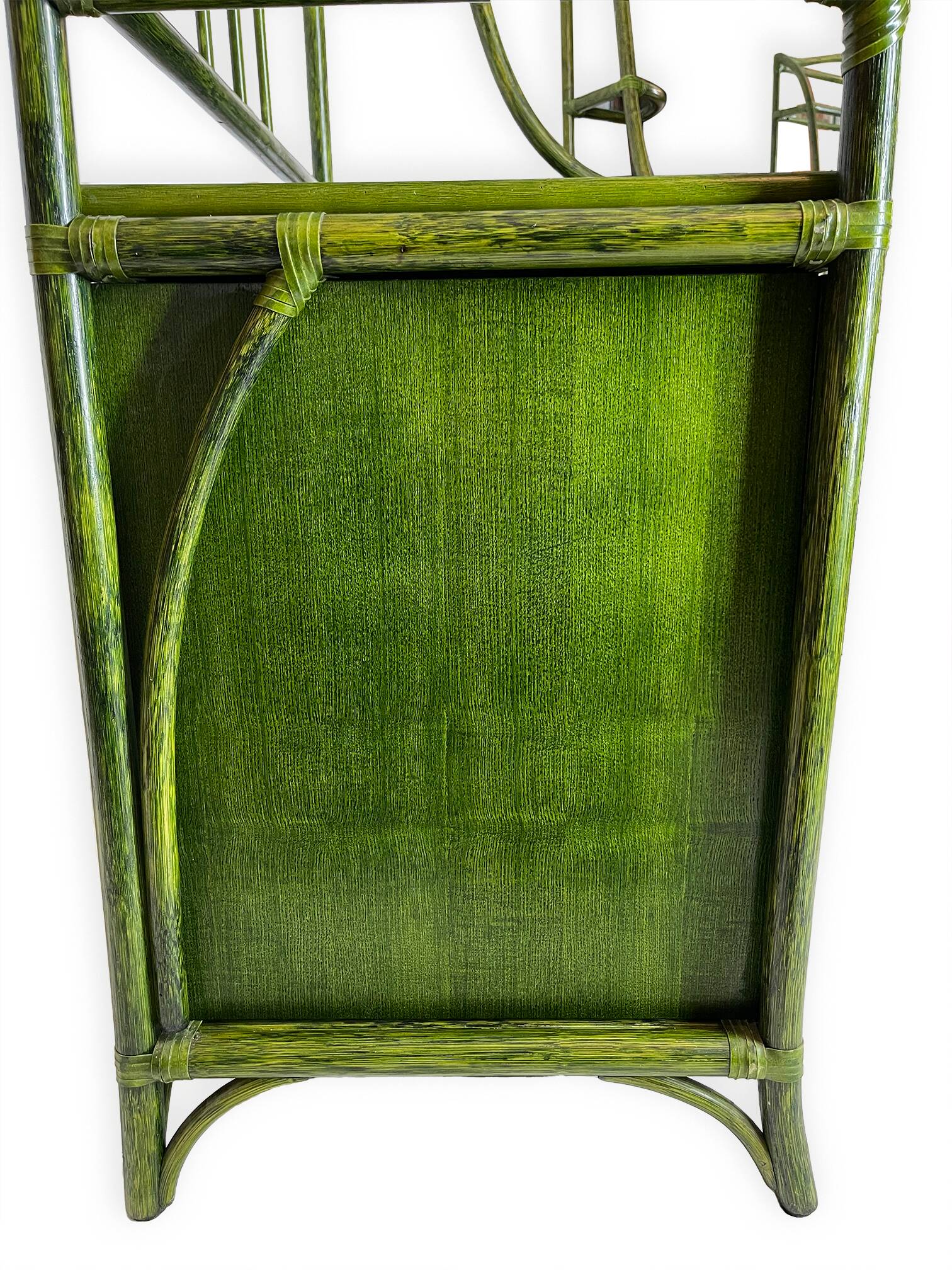 Buffet en rotin vert et hêtre, années 1970