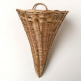 Wicker basket in cornucopia shape