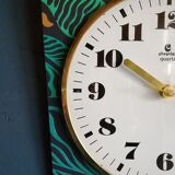 Vintage clock silent wall clock "Chronica ochre green"