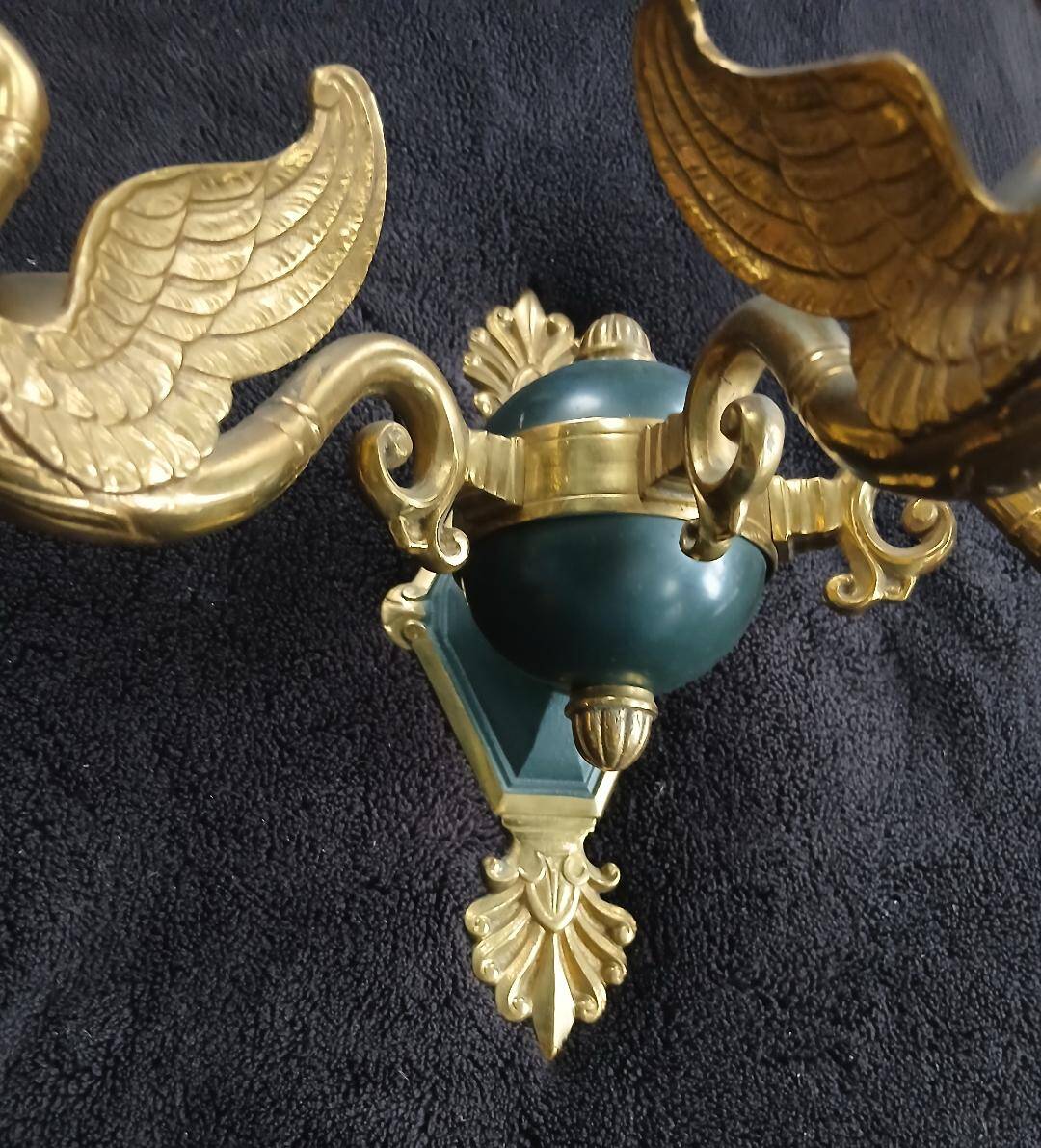 Rare wall sconce in bronze, Empire style, swan.