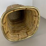 Aubock style rattan and brass bauhaus waste bin France 1960s