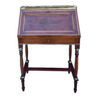 Small lady's secretary in mahogany and gilded brass from the Napoleon III period.