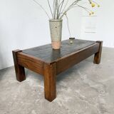 Table basse en chêne et ardoise 1950