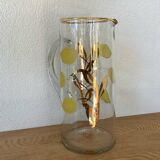 Carafe années 1950-6o dorure et citron émaillé verrerie de monaco