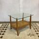 Glass coffee table with oak triangle shape 1950 1960 vintage modernist