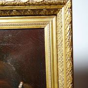 Old portrait of a young woman in profile, oil on canvas A. Piard 19th century