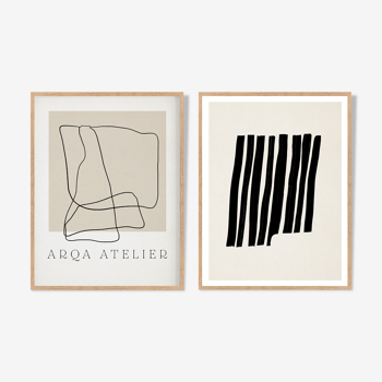 Framed set of two abstract giclee prints, 50x70